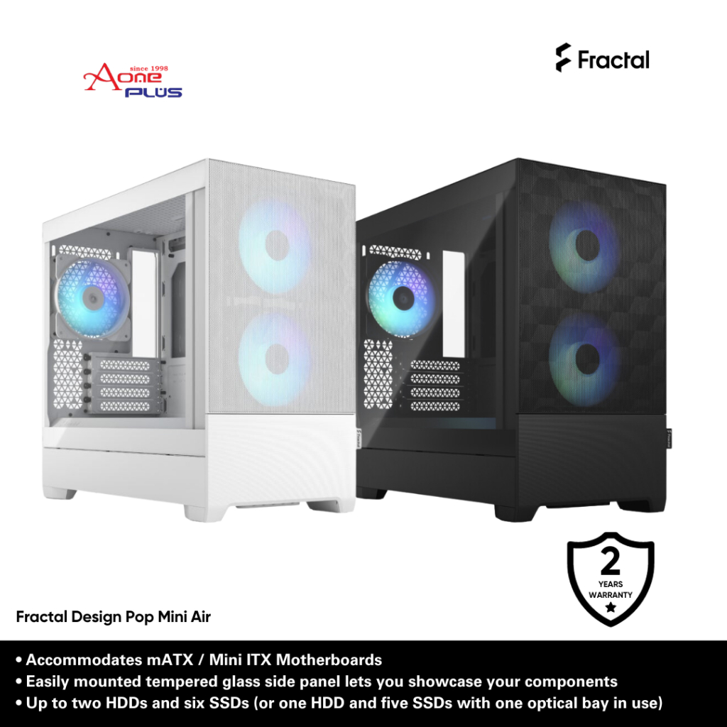 (AONE PLUS SS2) Fractal Design Pop Mini Air RGB TG Clear Tint mATX ...