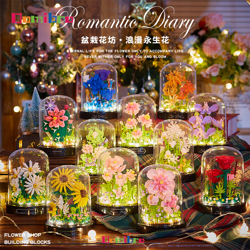 🔥Valentine Gift bunga bonsai DIY Flower Bricks Building Blocks Creative ...