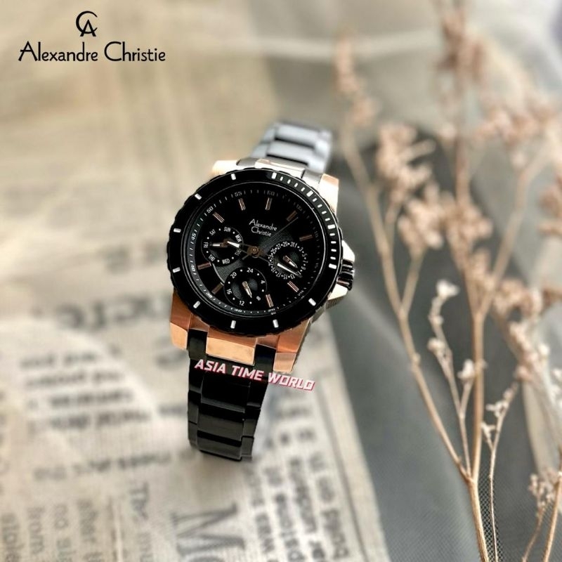 Alexandre Christie AC 6141 BFBBRBA Multifunction Women s Watch with Black Dial Black Stainless Steel Official Shopee Malaysia
