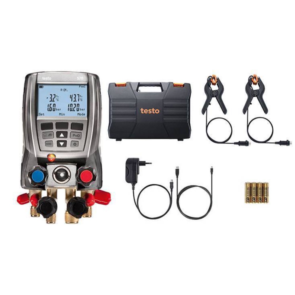 Testo 570-1 digital 4-way Refrigeration Manifold Set Including A Clamp ...