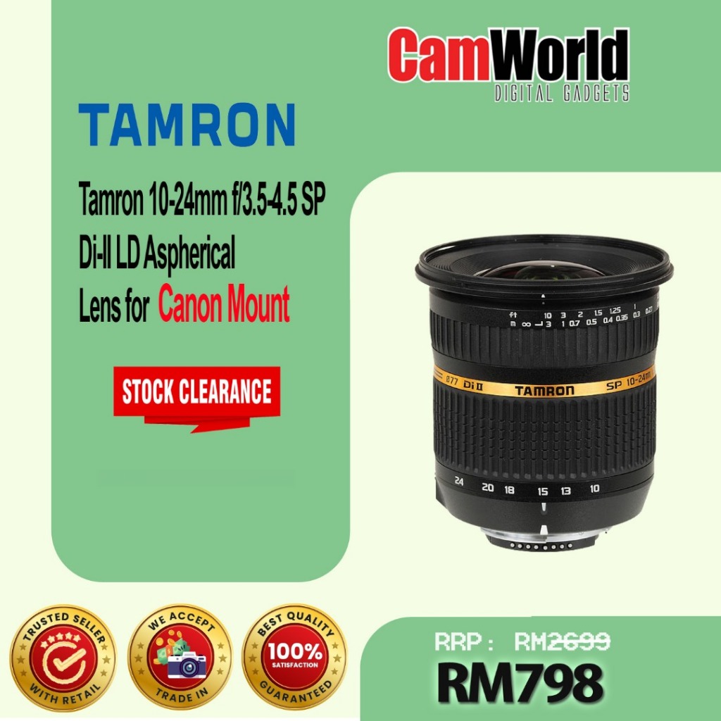 Zoom Tamron SP 10-24mm F/3,5-4,5 Di II – Monture Canon EF, Objectif Occasion