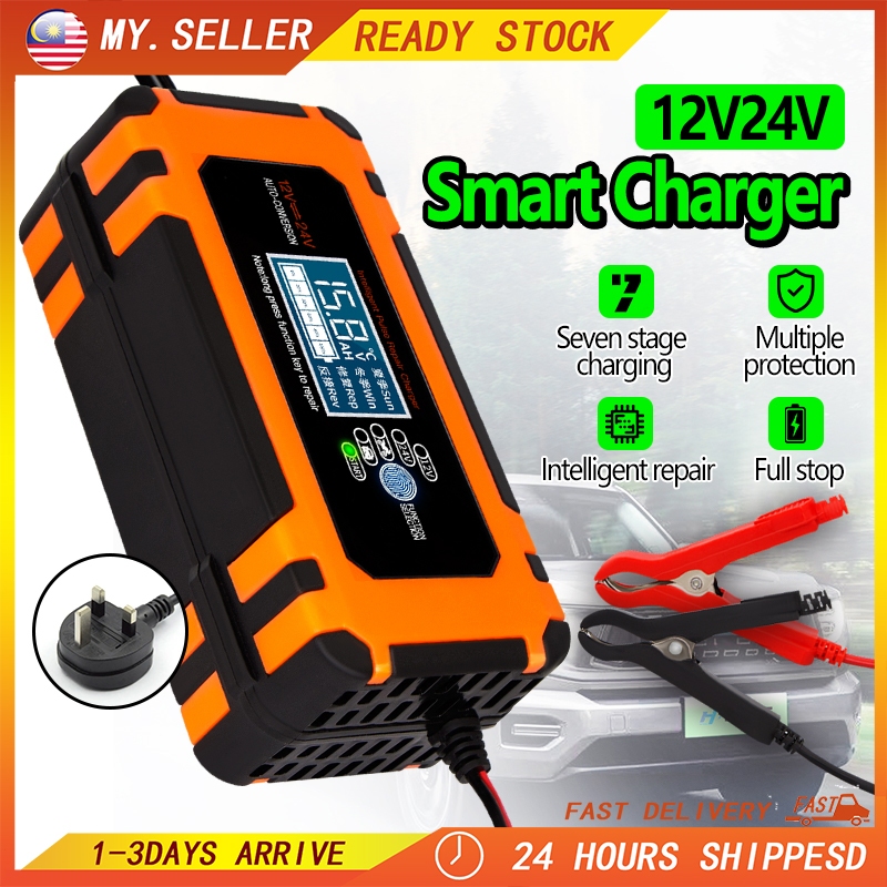 12v/24v 10a Cas Bateri Kereta Charger Bateri Kereta Car Battery Charge ...