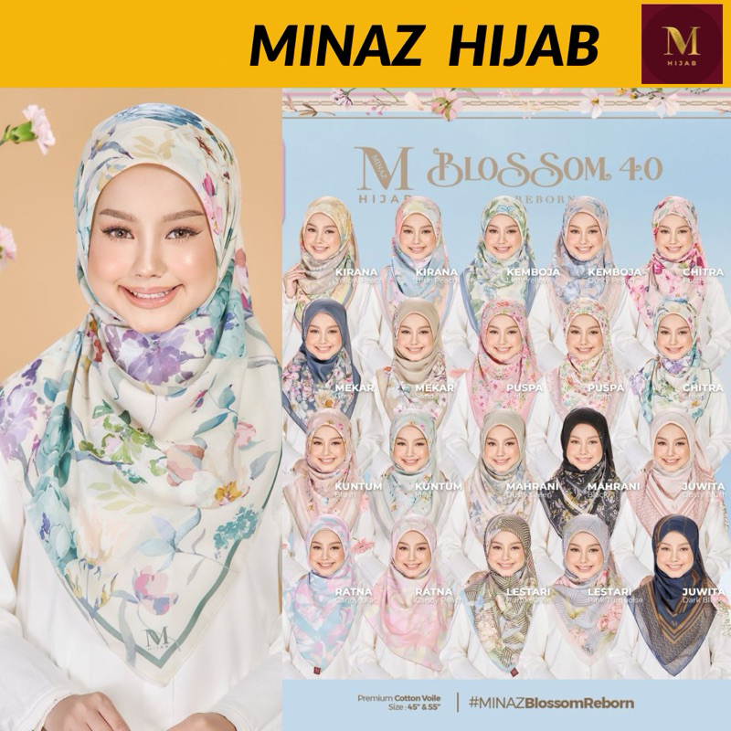 [MINAZ HIJAB] Tudung Bawal Minaz Blossom 4.0 Series | Shopee Malaysia