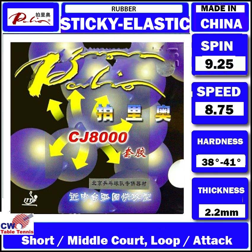 Palio CJ8000 PipsIn Table Tennis Rubber With 3841 degree Sponge Ping