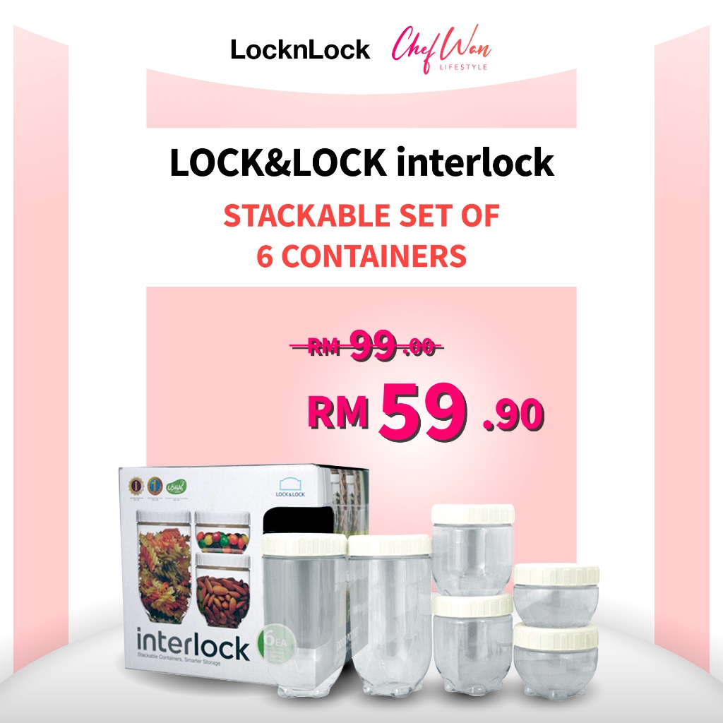 Lock&Lock Interlock Stackable Set of 6 Containers Shopee Malaysia