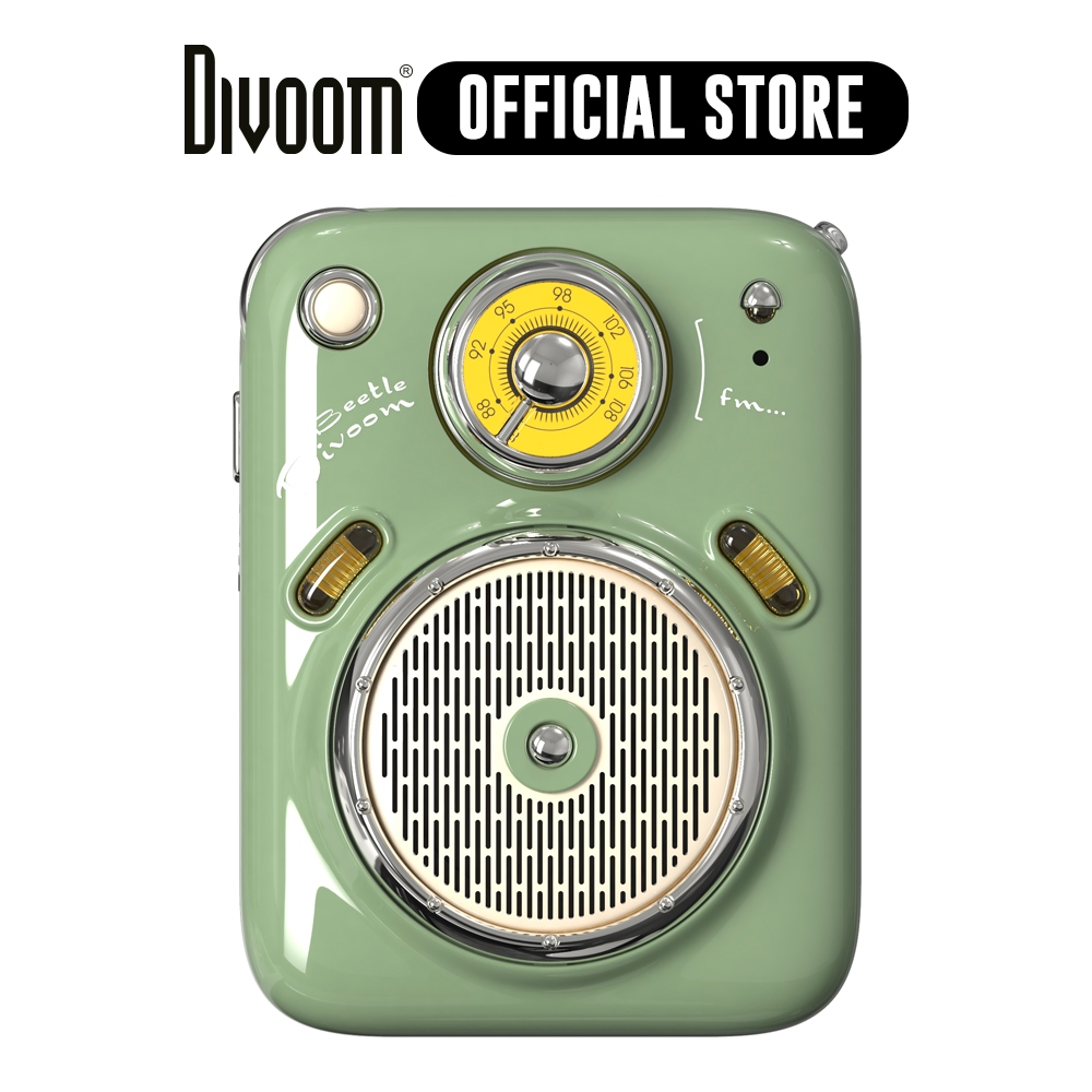 Divoom Beetles-FM II Green Vintage Style Design Ultra Compact Portable ...