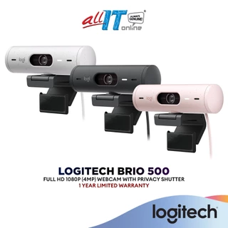 Logitech Brio 500 Full HD 1080p 4MP HDR Webcam With Privacy Shutter USB-C - Off-White/Rose/Graphite