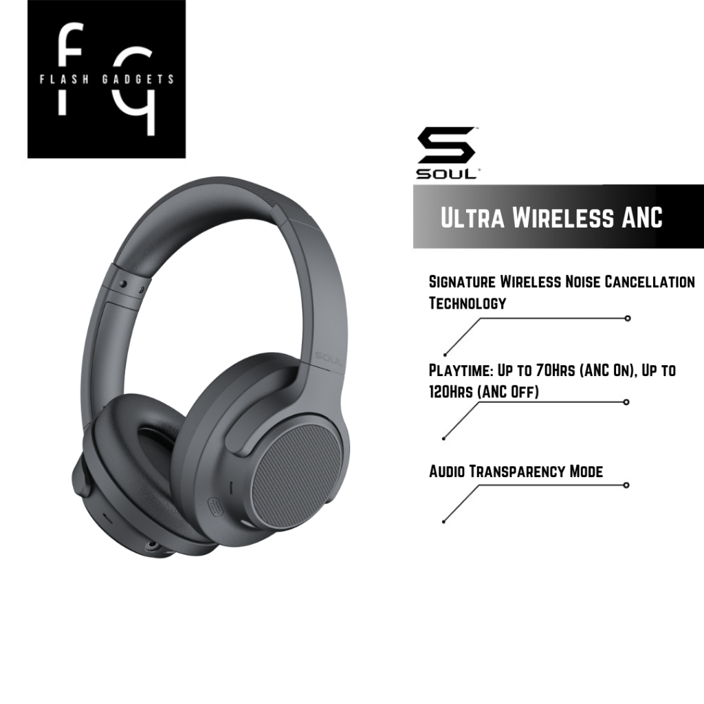 Soul Ultra Wireless Noise Cancellation Headphones I 1 Year Soul