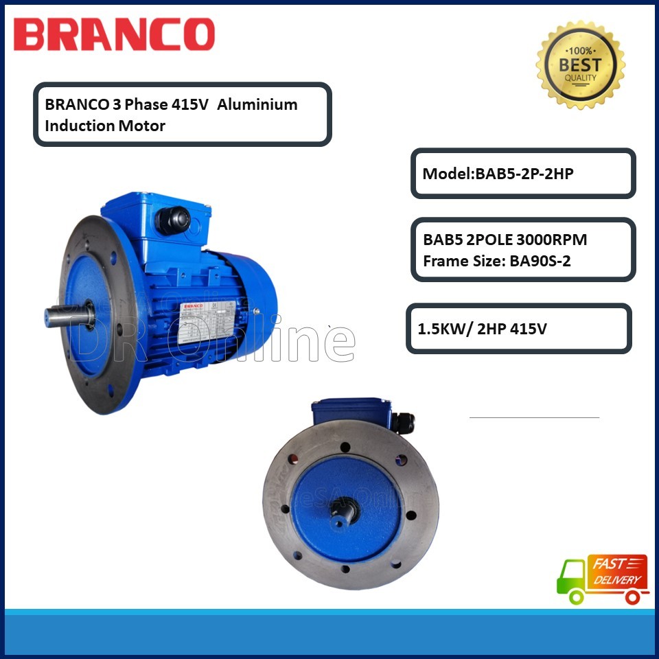 BRANCO BA-B5 SERIES ALUMINIUM MOTOR FLANGE MOUNTED 1.5KW/2HP 2.2KW/3HP ...