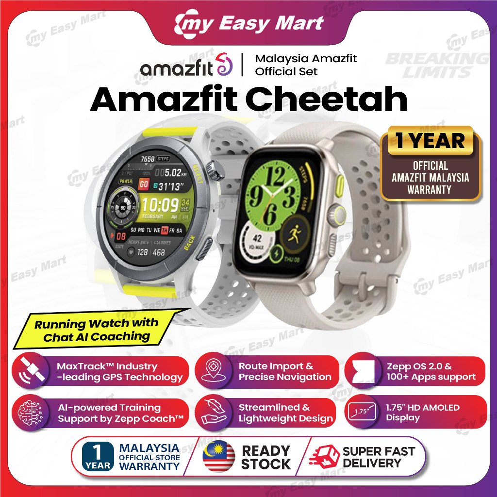 Amazfit Cheetah Round Smartwatch, Music Storage, AI-powered Zepp Coach™
