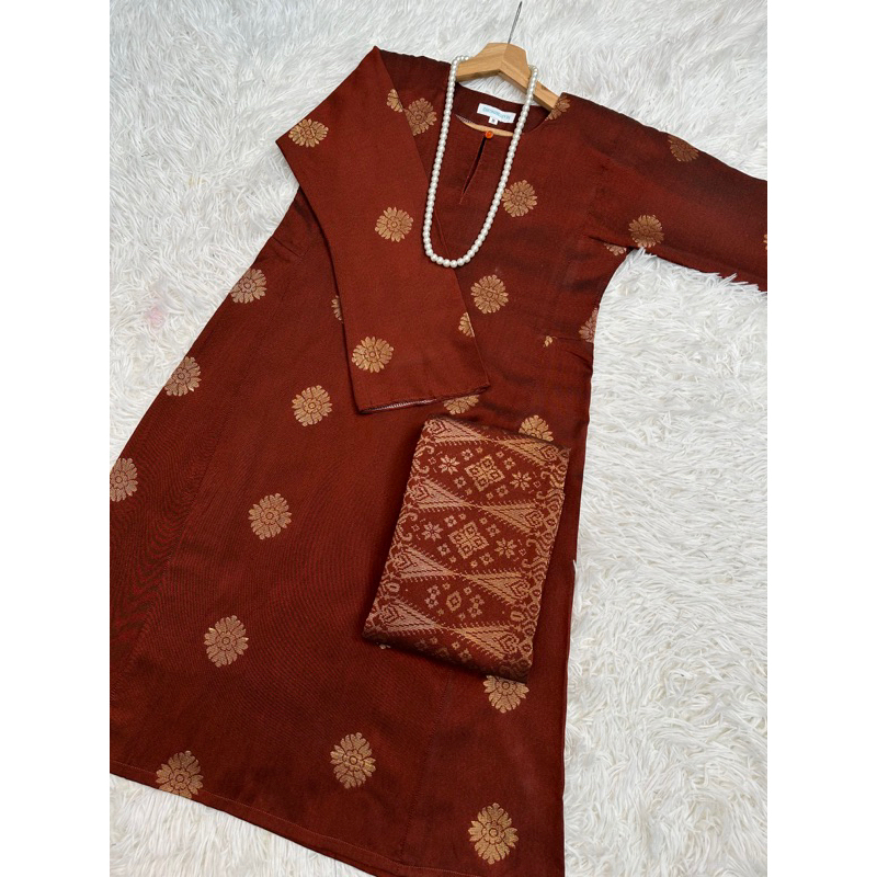 Baju Kurung Pahang Songket Tenun Bunga Tabur Size S Xxl Shopee Malaysia