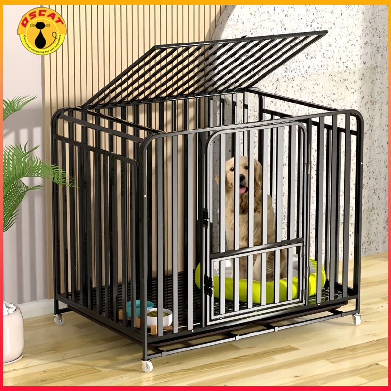 Mobile Upgraded Six-sided Square Tube Dog Cage Large Sangkar Anjing ...