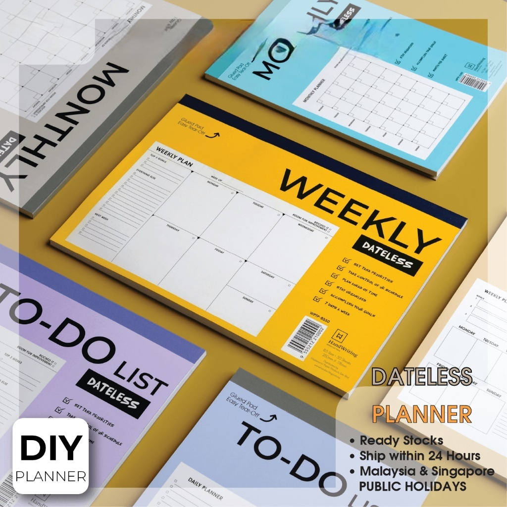Handwriting A5 / B5 DIY Dateless Monthly Weekly Daily Planner Pad ...