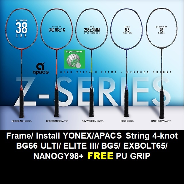 【Original】Apacs Z Series (38lbs) (FRAME OR INSTALL STRING 4-knot+Grip ...