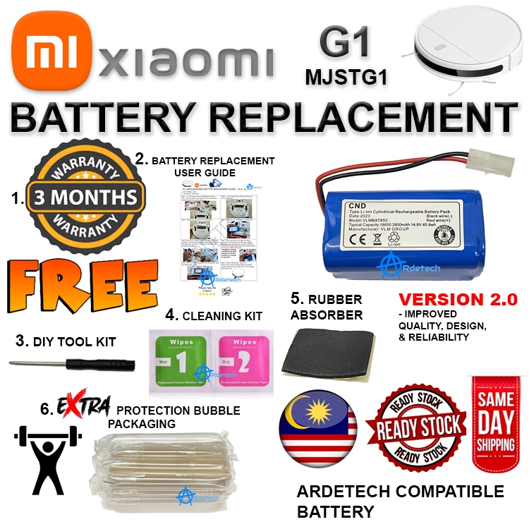 Rechargeable Li-ion Battery for Xiaomi G1 Mijia MJSTG1 Robot Vacuum ...