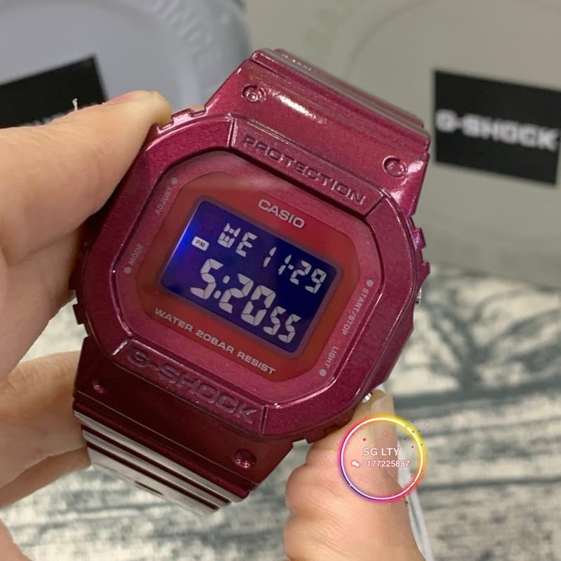 100 ORIGINAL CASIO G SHOCK GMD S5600RB 4 PURPLE MAROON WOMEN DIGITAL WATCH all dressed up in black and red
