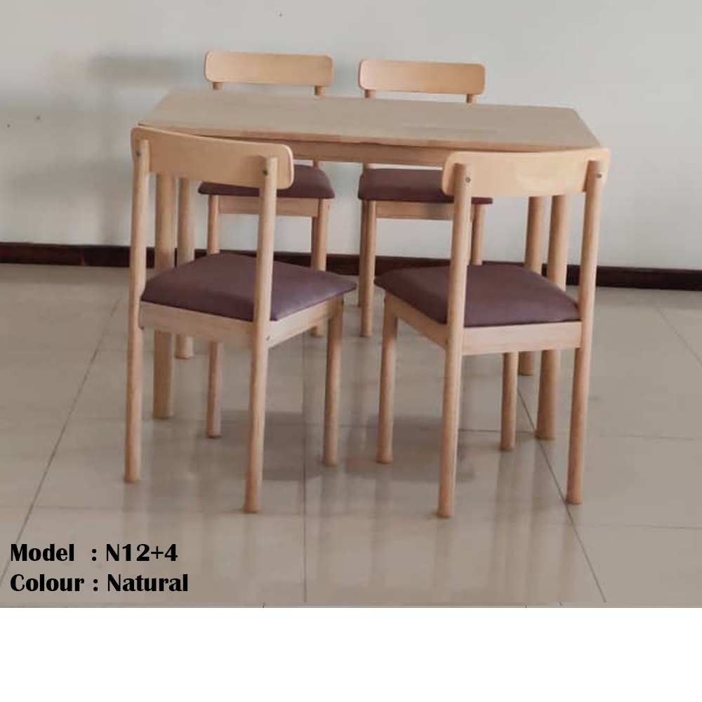 Solid Wood Dining Table Set (DINING SET /Dining Table+ Chair 1+4 /Set ...