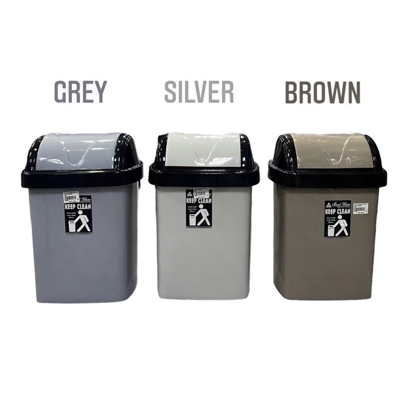 BESTWARE Swing Dustbin with Flip Cover Flip Top Rubbish Bin/ Tong