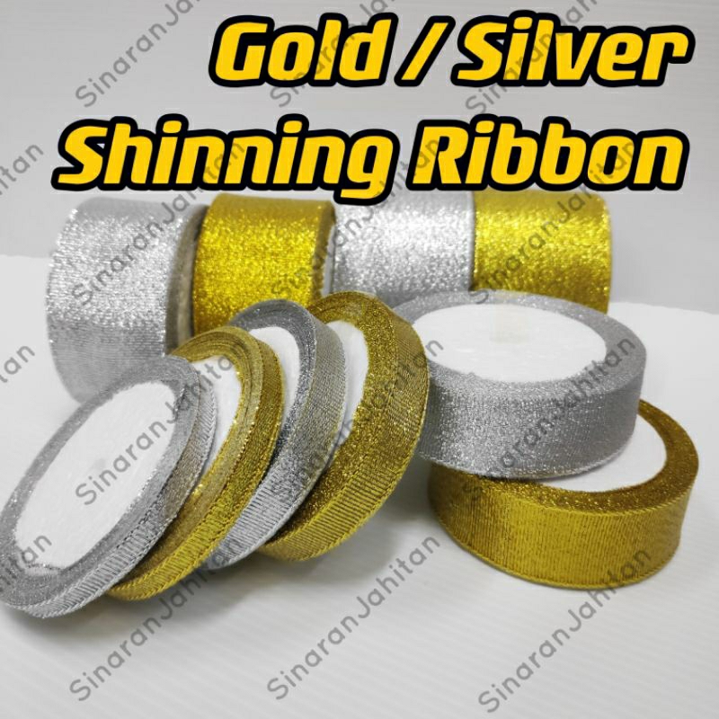 Shinning Silver Ribbon Shinning Gold Ribbon Riben Emas Riben Silver ...
