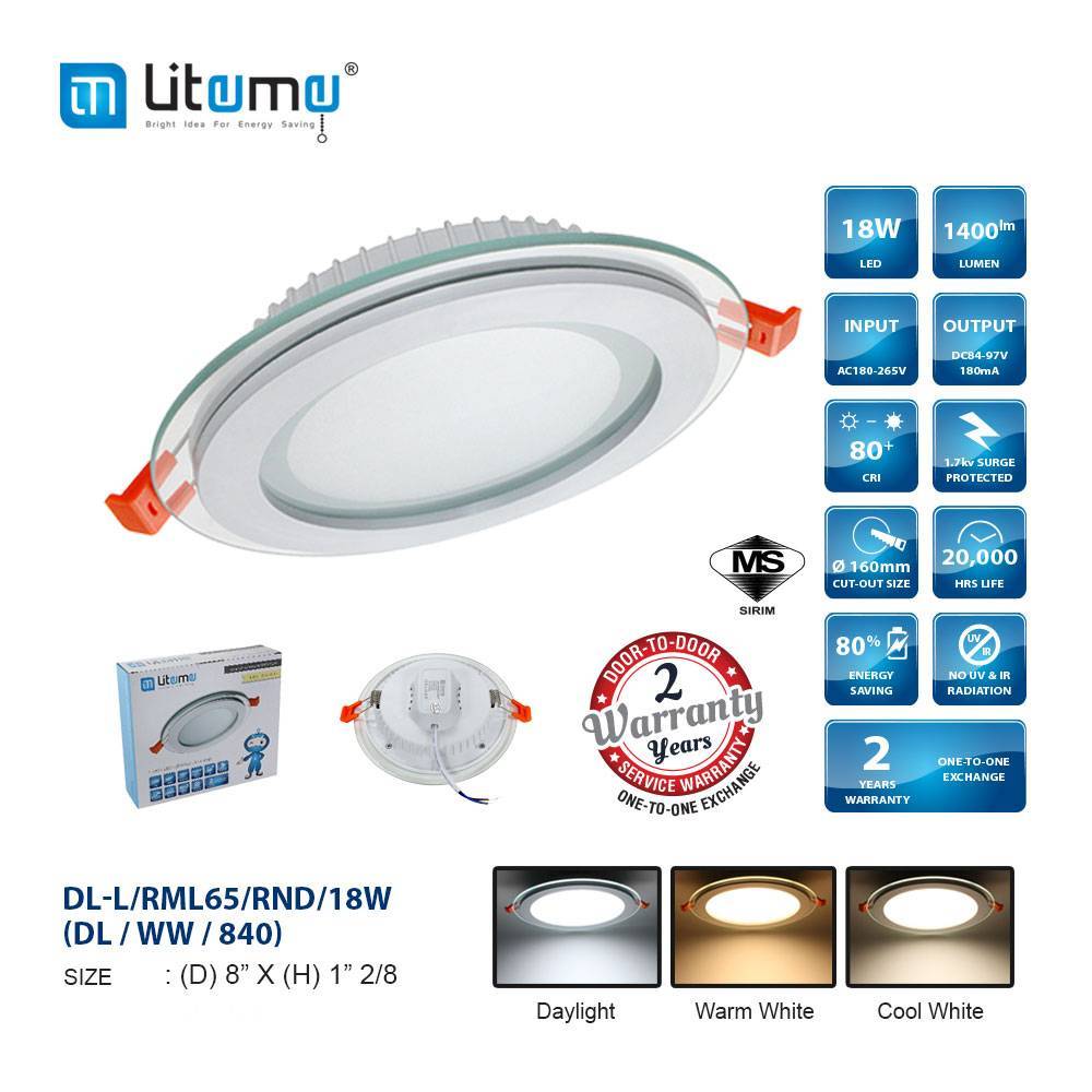 LITEME RML65 Glassical LED Downlight 18W Lampu Ceiling Concealed Light ...