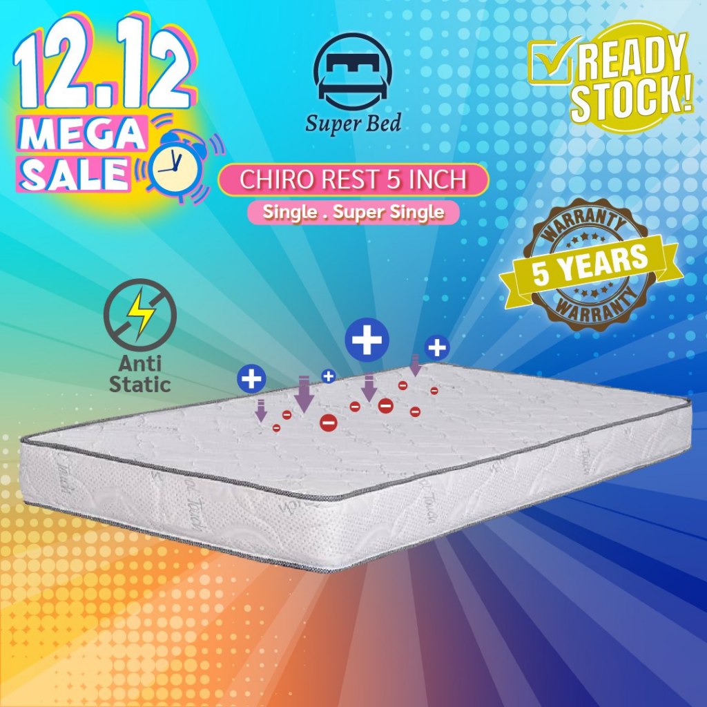 (READY STOCK) ECOLEX CHIRO REST 5 Inch Hotel Grade SINGLE / SUPER