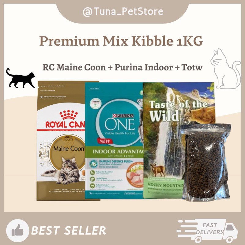 【111】PREMIUM Mix Kibble 1KG TOTW Royal Canin Hair & Skin Purina One Indoor Advantage Cat adult
