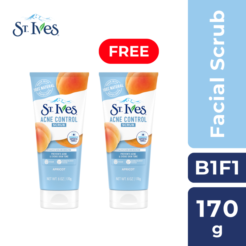 [BUY 1 FREE 1] ST. IVES Acne Control Apricot Face Scrub 170g (Exp: Aug ...