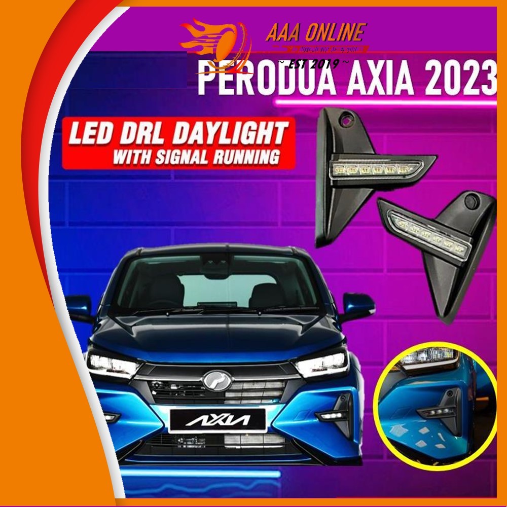 PERODUA AXIA 2023 NEW LED RUNNING DAY LIGHT FOG LAMP DRL WITH RUNNING ...