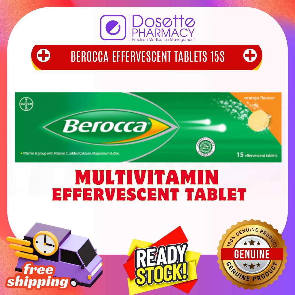BEROCCA EFFERVESCENT TABLETS ORANGE 15S / 45S VITAMIN B GROUP WITH
