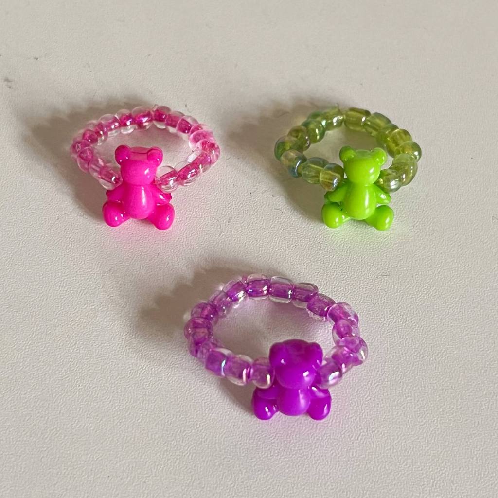 Care Bears Inspired Cute Beaded Ring Gummy Bear Candy Aesthetic ...