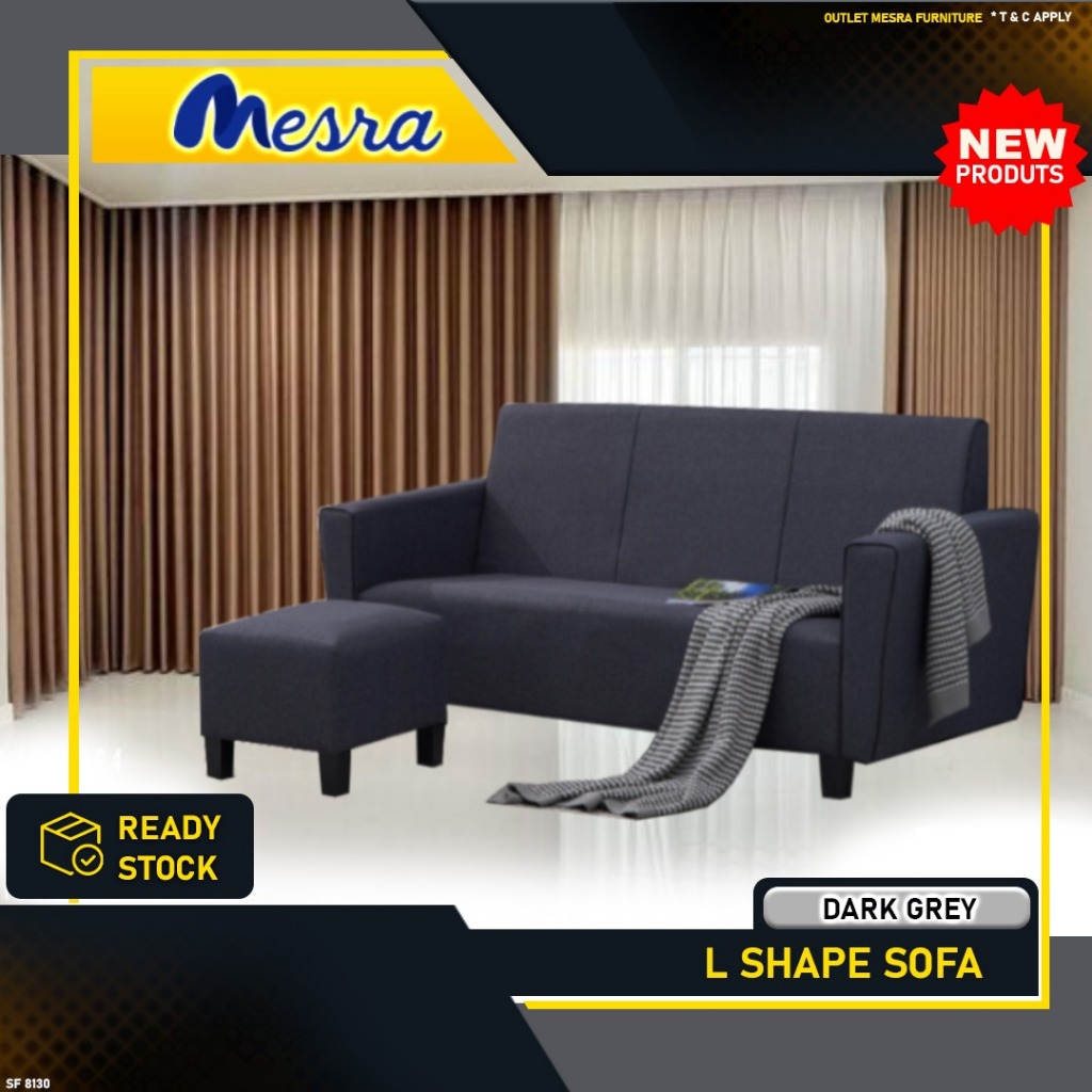 (Sofa L) 3 Seater Leather & Fabric Sofa *FREE Stool* L Sofa Designer