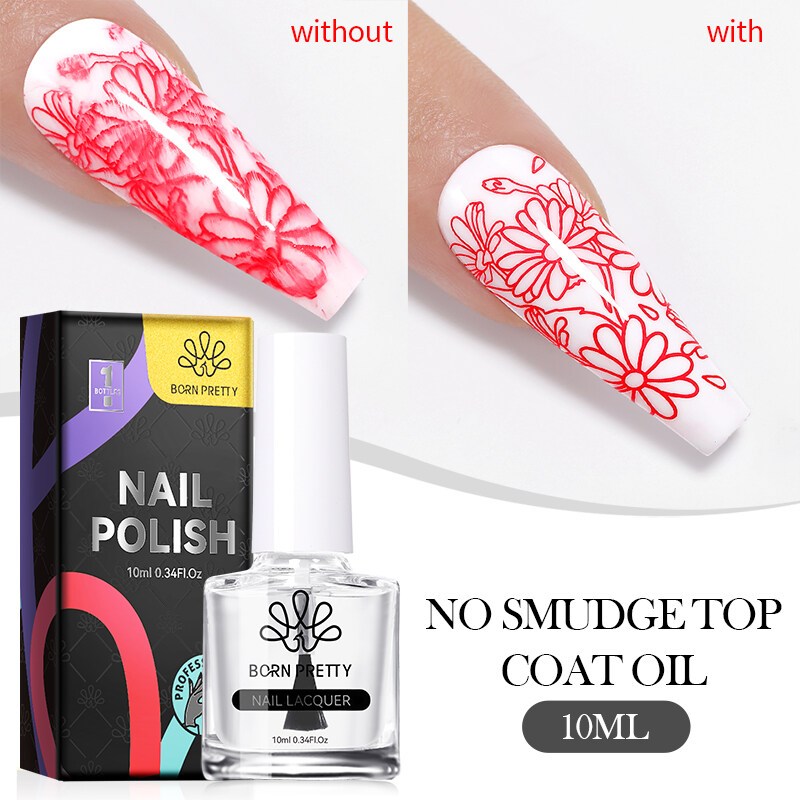 BORN PRETTY 10ml No Smudge Top Coat Oil Nail Art Stamping Printed