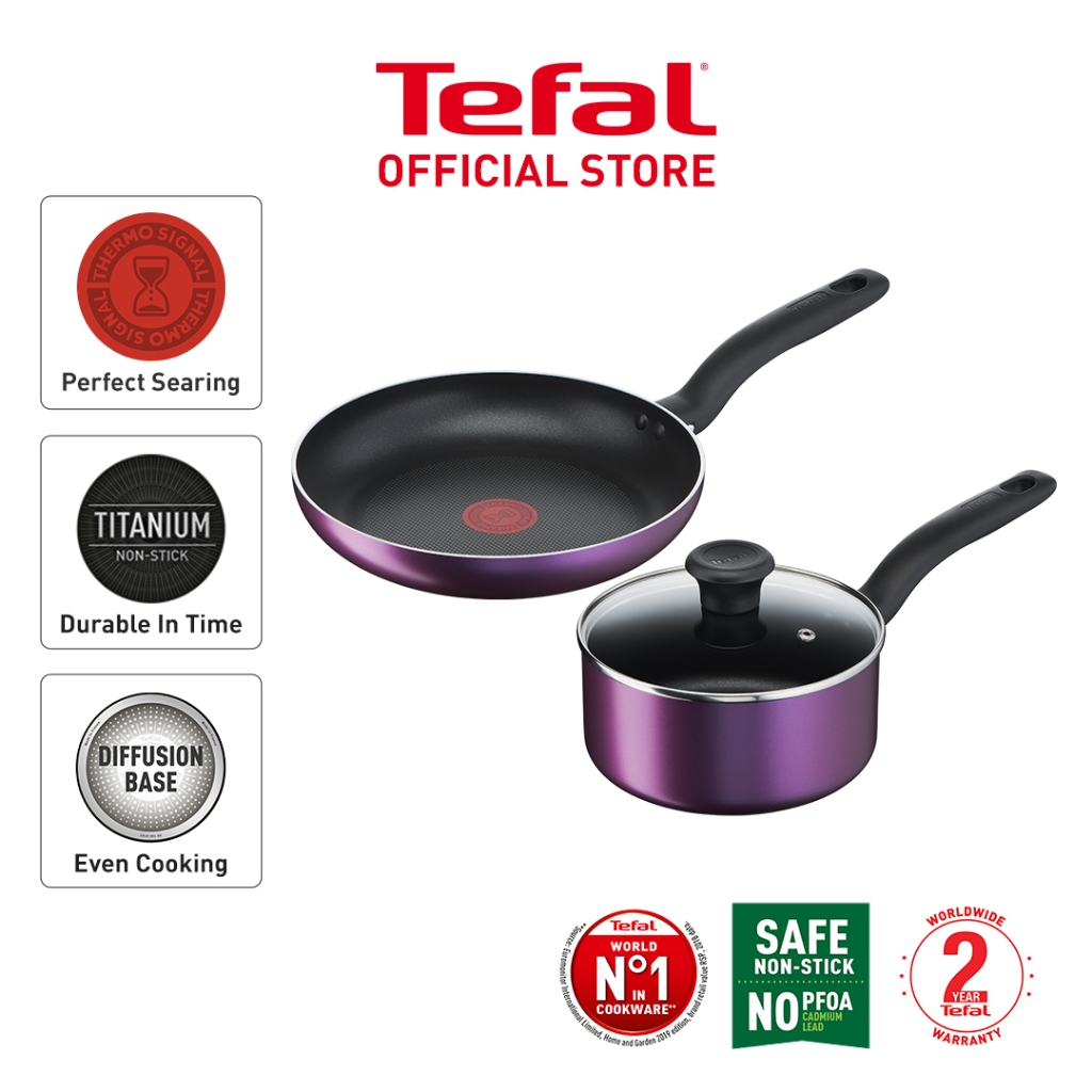 Tefal Cooking Source 3pcs Set (Frypan (24cm) + Saucepan (18cm) + Glass ...