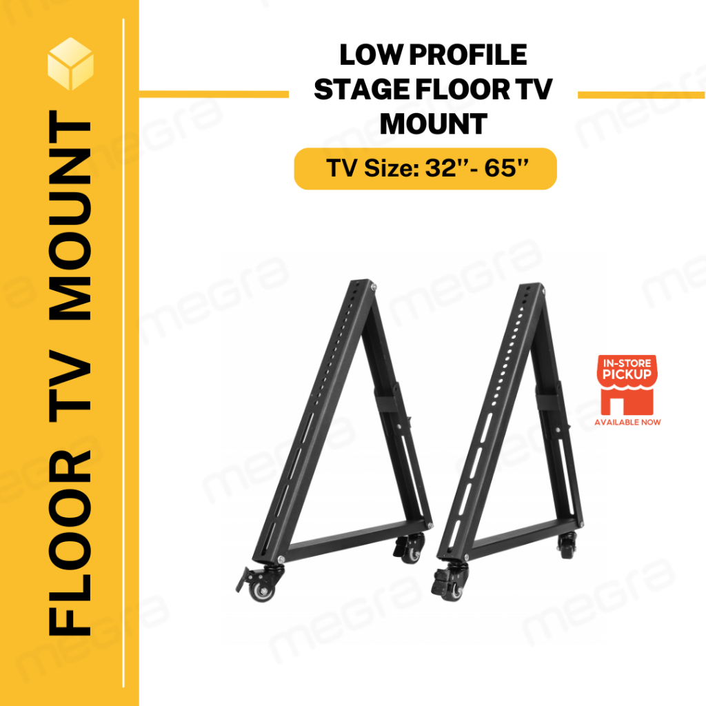 Low Height TV Stand with Wheels Moveable Low Profile Stage Floor TV