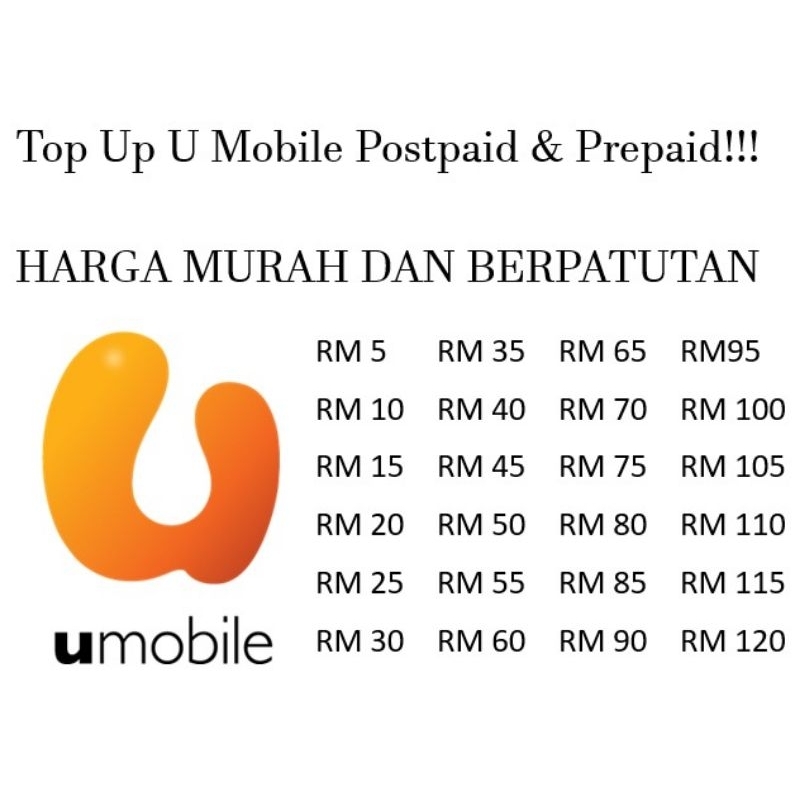 Umobile Top Up RM 5 RM 120 (ANY AMOUNT PM ME) Shopee Malaysia