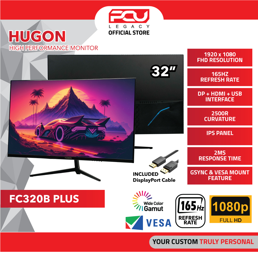 HUGON 24” & 27” 32” Curved 75Hz 2Ms FHD LED Gaming Monitor / 27" 32 ...