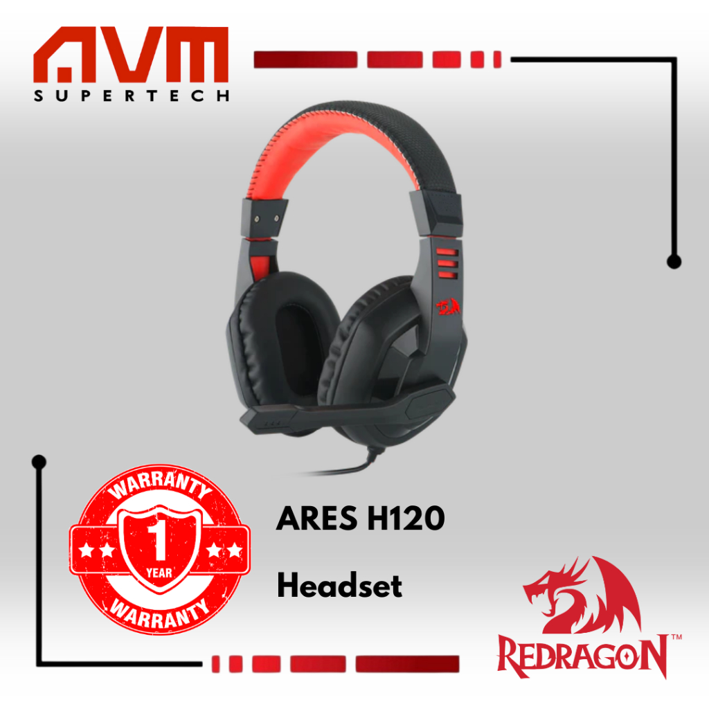 AVM REDRAGON Ares H120 Wired OverEar Gaming Headset with Microphone and Volume Control Shopee