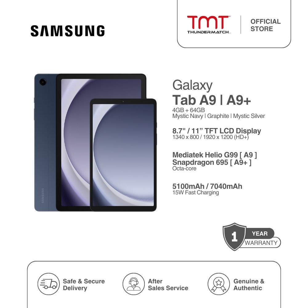 Samsung Galaxy Tab A9 8.7 LTE, Galaxy Tab A9+ 11 WiFi Tablet (4GB RAM +  64GB ROM), 1 Year Samsung Malaysia Warranty