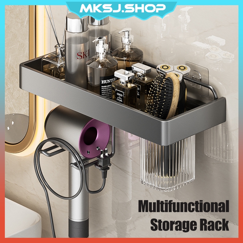 Bathroom Shelf Wall Toilet Rack Storage Organizer for Hair Dryer Shaver ...