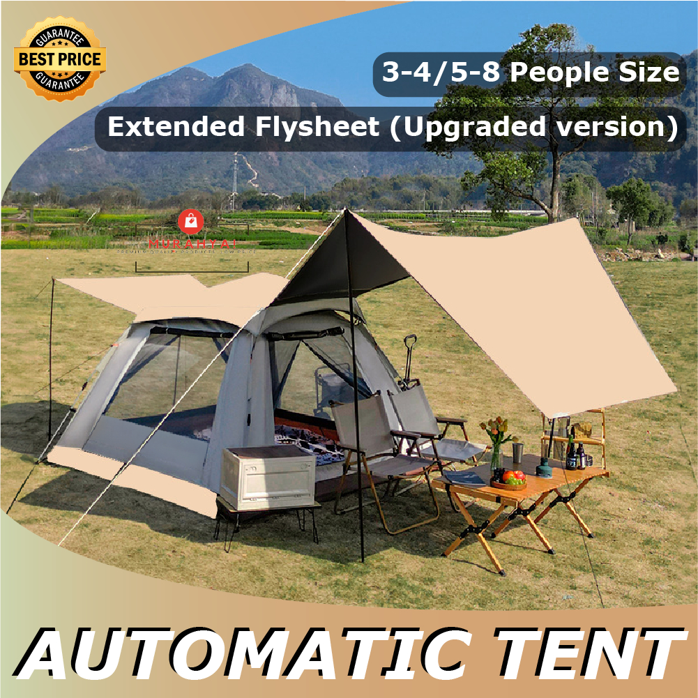 3-4/5-8 Person Outdoor Automatic Quick Open Tent Rainfly