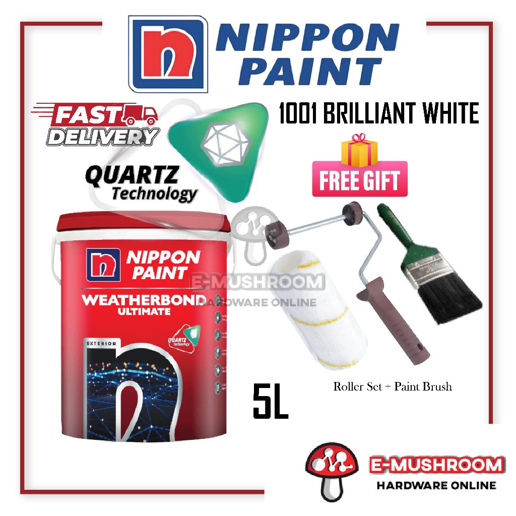 5L Nippon Paint Weatherbond Ultimate 1001 Brilliant White With Quartz