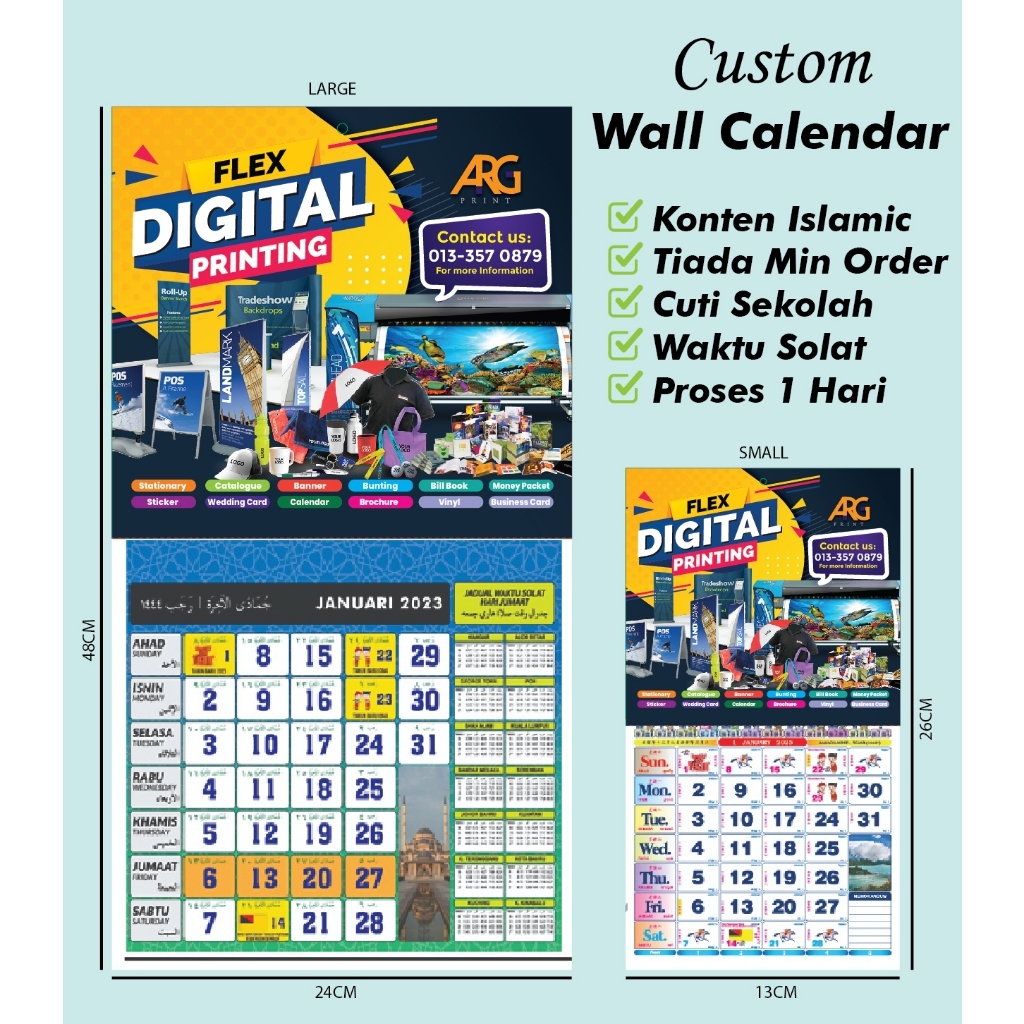 Kalender Islamic Wall Calendar MALAYSIA 2025 Horse Calendar With SCHOOL