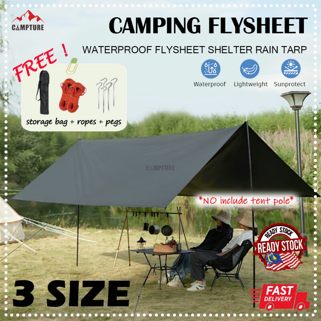 【CAMPTURE】Camping Flysheet Tent Tarp 3*5M Waterproof Sunshade ...