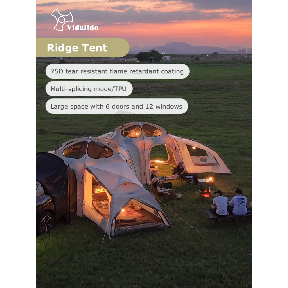 VIDALIDO Ridge Tent Tear-Proof Fire-Proof Connecting Modular