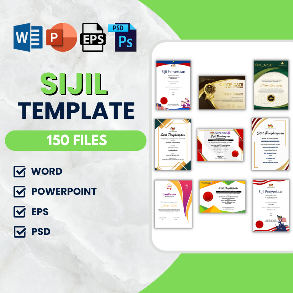 150 Sijil Template | Certificate Templates | Word | Powerpoint | EPS ...