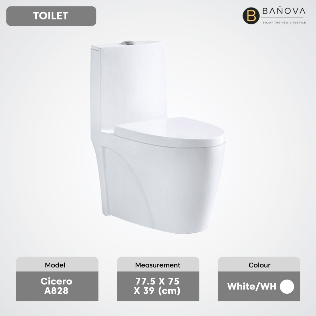 [Limit to 1 Unit Per Order] BANOVA One Piece WC Toilet Bowl S-Trap Wash ...