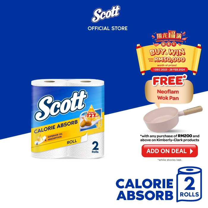 Scott Calorie Absorb Dry Kitchen Towel (2 Rolls) | Shopee Malaysia