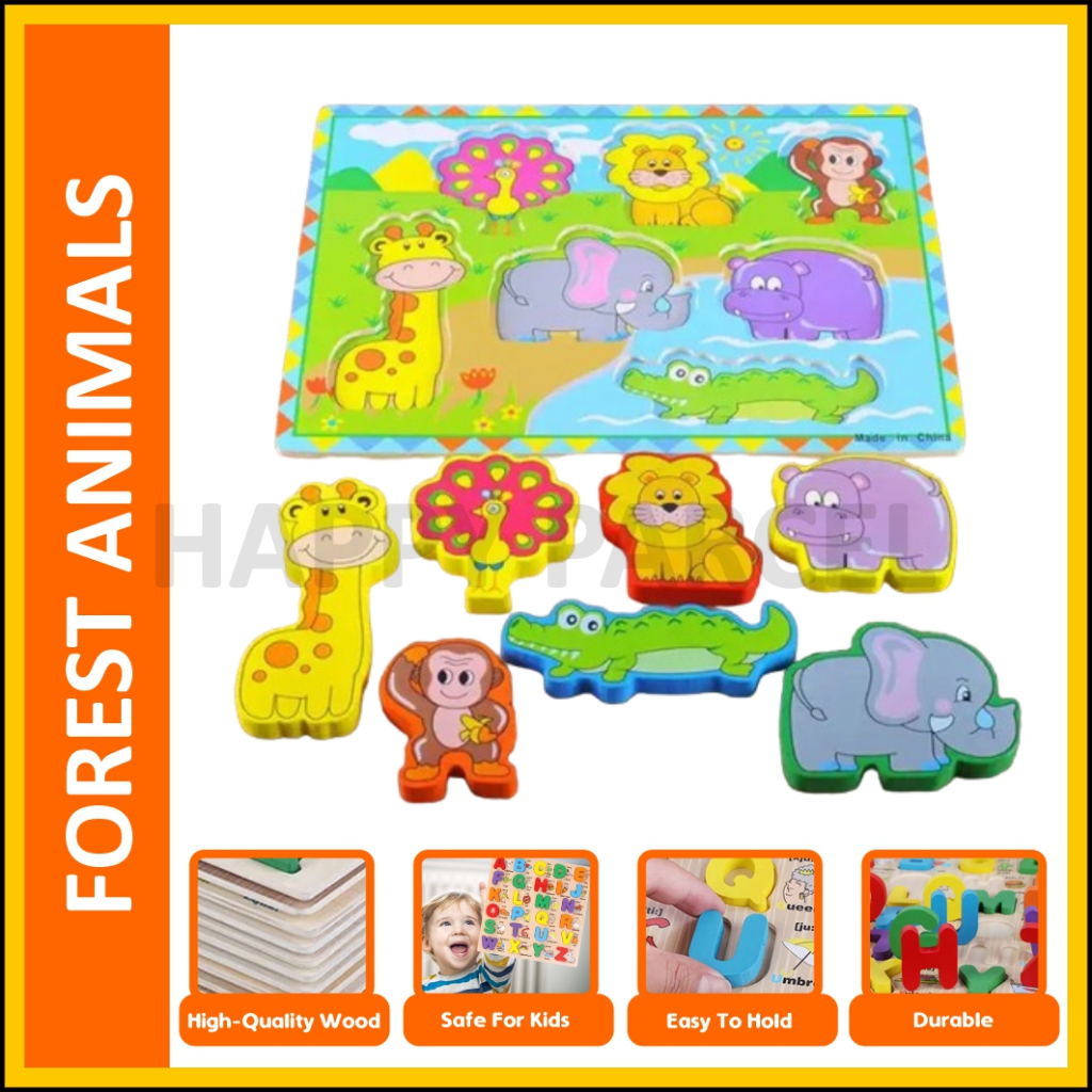 Kids Jigsaw Wooden Puzzle Baby Montessori ABC Puzzle Learning Toys ...