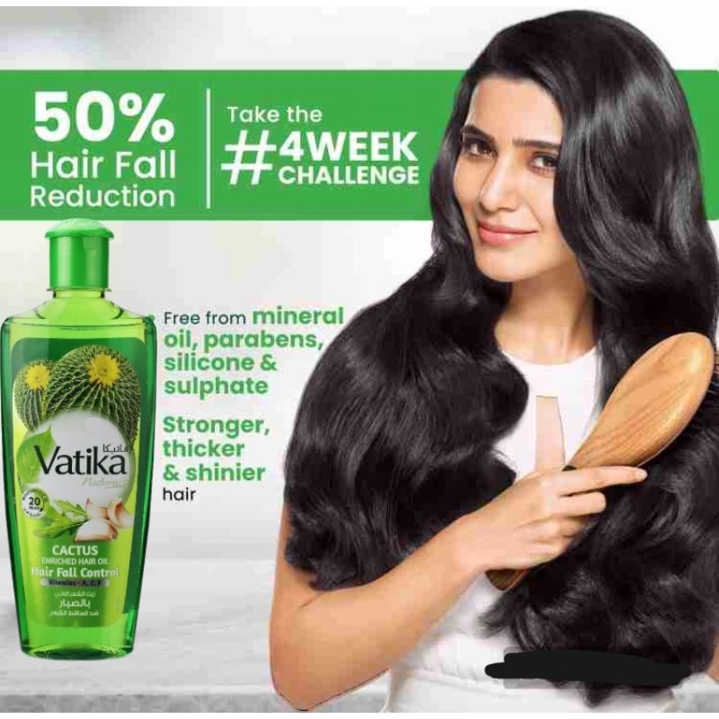 Vatika Naturals Cactus Enriched hair Oil hair fall control 200ml, harga ...