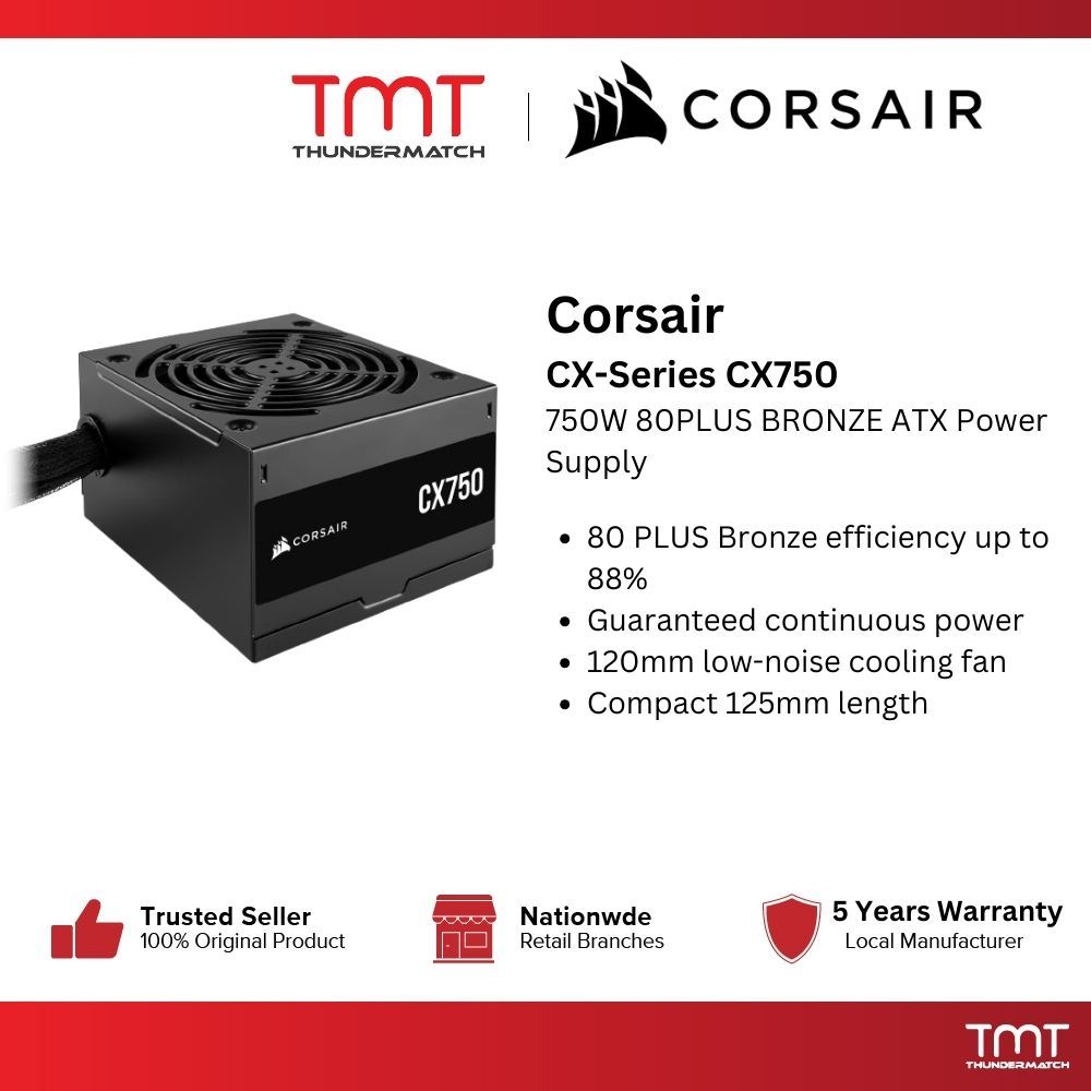 TMT Corsair CX-Series CX750 750W 80PLUS BRONZE ATX Power Supply ...